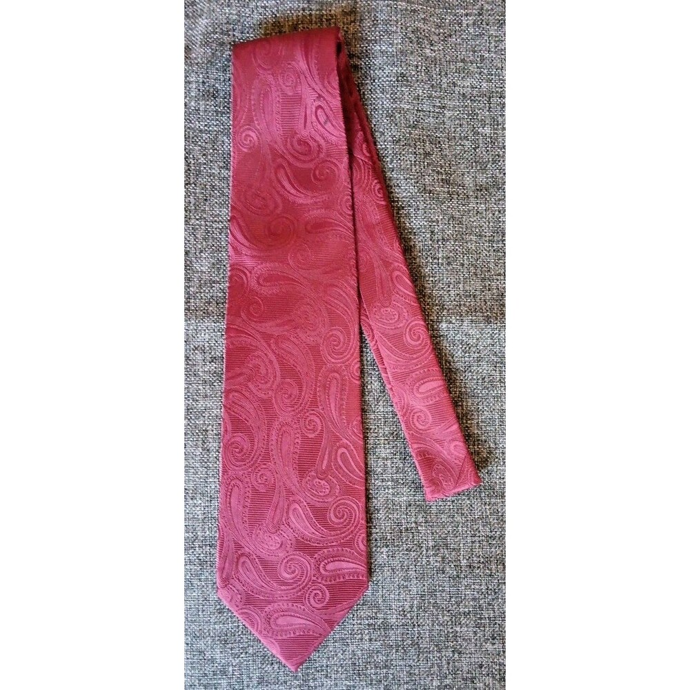 Dress Tie 70s 80s 90s Y2K Mens Covona Red Paisley 4 Wide 59 Long
